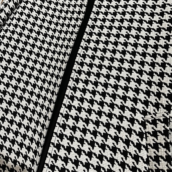 Tahari ASL Black & White Houndstooth Print Mid Length Blazer Jacket Sz-10 - Picture 5 of 8